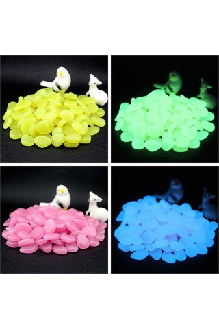 Xiyyadms Mavi Işıklı Resin Taşlar 50 Adet - Bahçe Akvaryum Yol Süslemeleri, Gündüz Güneşten Sonra 3 Saat Parlar