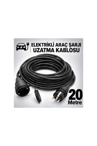 Elektrikli Araç Şarj Cihazları İçin Uzatma Kablosu 3x2.5mm %100 Tam Bakır 20 Metre