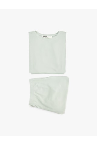 Koton Kısa Kollu Bisiklet Yaka Şortlu Pijama Takımı Mınt 6slk40186mk Mint