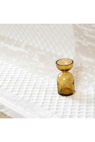 Krem Bej Geometrik Desenli Modern Halı - Ng511bv Beyaz