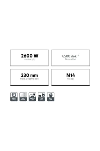 Crown CT13489-230 Avuç Taşlama Makinesi 230 mm 2600 W