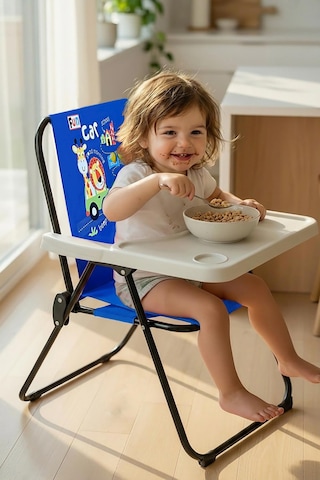 Exent Kids 2 6 Yaş, Fun Car Katlanır Portatif Mama Sandalyesi, Tak-çıkar Masa İle - Mavi