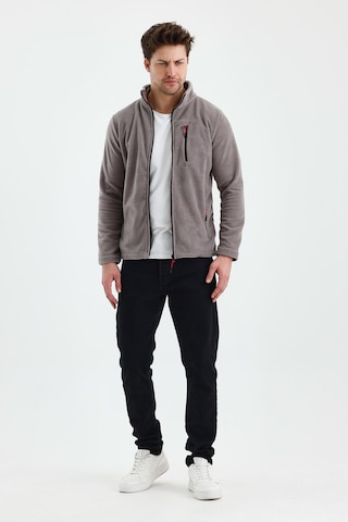 Erkek Outdoor Fermuarlı Polar Ceket Gri