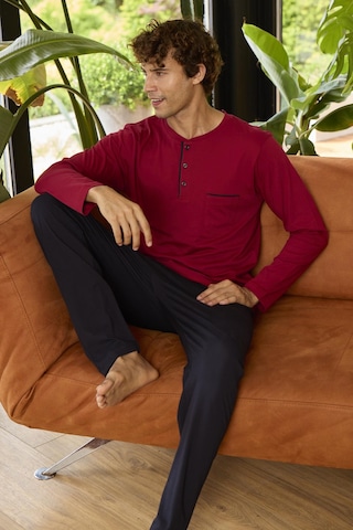 Kly 9250 Erkek Dört Mevsim Midi Yaka Uzun Kollu Pijama Takım Bordo