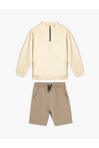Koton Eşofman Takımı Sweatshirt Ve Şort Set Bej 4skb10080tk Ekru