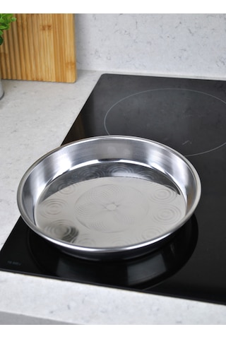 Paslanmaz Çelik Fırın Börek Tepsi Sunum Tabağı 23,5 Cm 1 Adet Gümüş