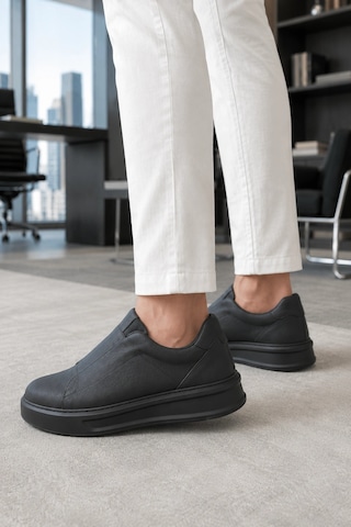 Mevese İnfua Bağcıksız Cilt Erkek Günlük Casual Sneaker Ayakkabı Siyah