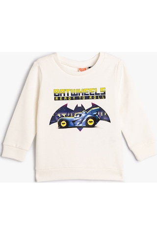 Koton Batman Sweatshirt Lisanslı Uzun Kollu Bisiklet Yaka Pamuklu Şardonlu Ekru 4wmb10373tk 4WMB10373TK010 Ekru