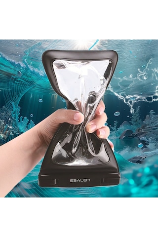 Universal Su Geçirmez Kılıf Lenyes Wb2002 Ip68 Sertifikalı Bıyun Askılı Max 6.7 İnç Siyah