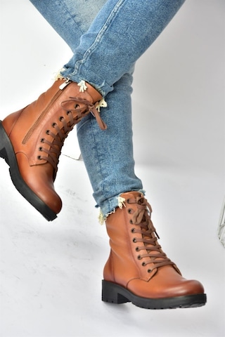 Fox Shoes Taba Hakiki Deri Günlük Kadın Postal Bot N555400103 Taba