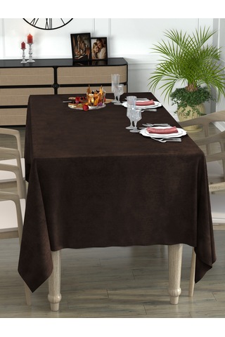 Daily Series Kadife Dokulu Kahverengi Masa Örtüsü Kahverengi