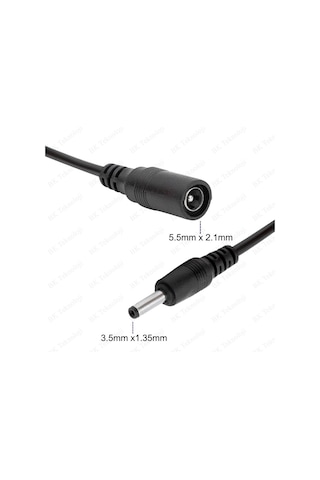 5.5mm X 2.1mm Dişi To 3.5mm X 1.35mm Erkek Dc Güç Adaptör Kablosu
