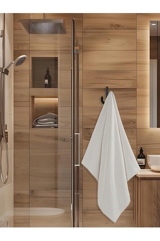 Bej Banyo Havlusu Tekli Dora 90x150 Cm Yüksek Emici Krem