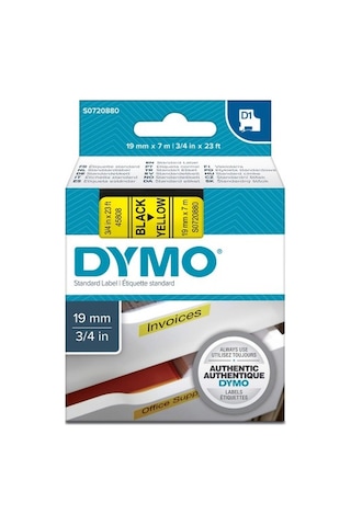 Dymo 45808 S0720880 D1 Sarı/Siyah Yedek Şerit 19 MM X 7 M