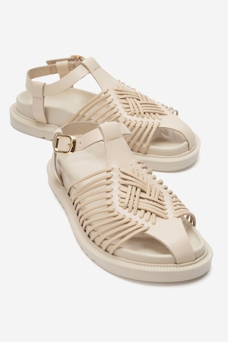 Luvi Shoes Thames Bej Hakiki Deri Kadın Sandalet