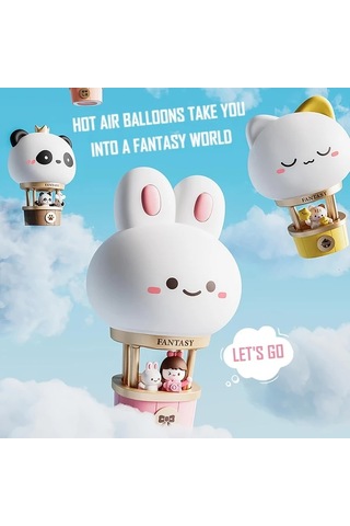 Willowhaven New Hot Air Balloon Charging Nightlight Led Bedside Lamp Warm Light Leveret 3 Brightness Levels Usb Nightlight For Bedroom Living Room Ahşap