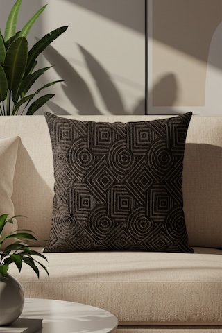 Sezyon Mira Desenli 50 50 Koyu Kahverengi Kırlent Kılıfı Koyu Kahverengi