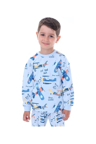 Zuzunga Time To Fly Mavi Desenli Çocuk Pijama Takımı Mavi