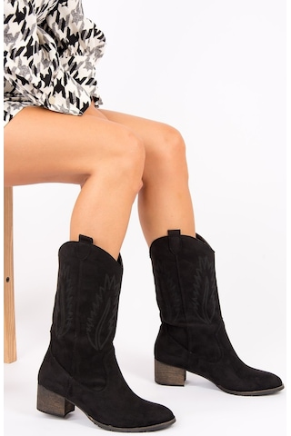 Fox Shoes Siyah Süet Kadın Bot E267730002