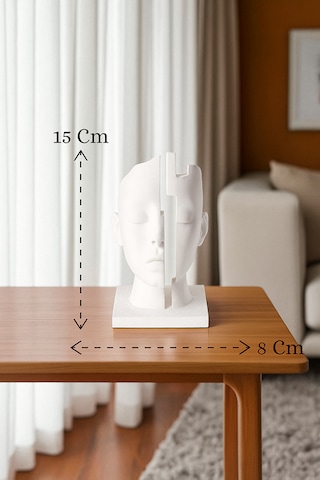 Zihin Boşluğu Figürlü Dekoratif Soyut Yüz Heykeli Beyaz Modern