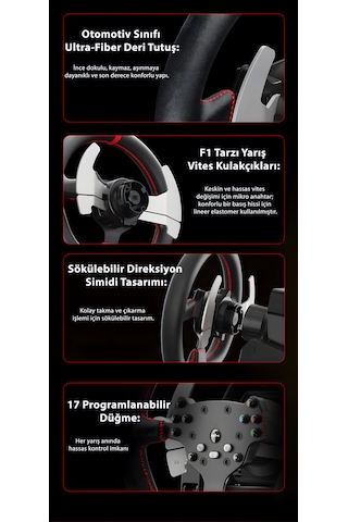 Pxn V10 Pro 3.2nm Direct Drive Direksiyon Seti + N5 Dongle Ps5, Ps4, Pc Ve Xbox Uyumlu Profesyonel Sim Racing 1 Adet