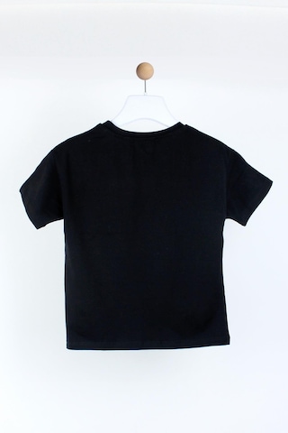 Cichlid Kız Çocuk Örgü Detaylı Tshirt Siyah