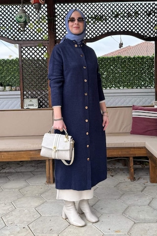 Rabia Şamlı Yakut Angora Triko Kap Lacivert Çok Renkli
