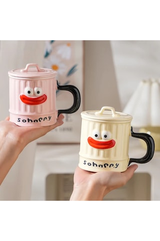 Komik Karakter Tasarımlı Seramik Kupa Bm-1435 Bej