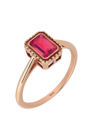 Sirius Oktagon Kesim Pembe Turmalin Tektaş Yüzük 0802R0025