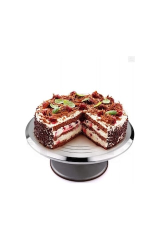 Pasta Hazırlama Standı Paslanmaz Pasta Standı Çelik Pasta Sıvama 30 Cm Gri