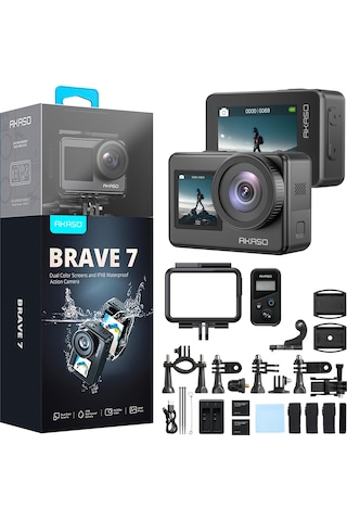 Akaso Brave 7 4K Aksiyon Kamera ve Süper Aksesuar Seti (Akaso Türkiye 2 Yıl Garantili)
