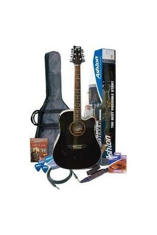 Ashton Spd25Ceq Bk Elektro Akustik Gitar Seti + Kılıf