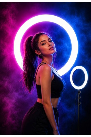 21 İnç Rgb Led Halka Işık, 3 Telefon Tutuculu, Uzaktan Kumandalı, Tiktok Youtube Makyaj Ring Light