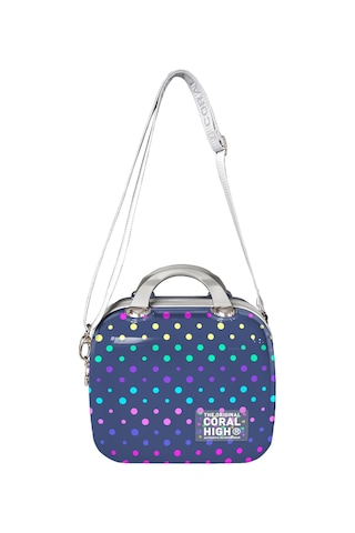 Coral High Lacivert Puantiye Desenli Omuz Askılı Pc Makyaj Çantası 16901