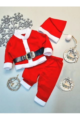 Bebek Ve Çocuklar İçin Noel Baba Kostüm Yeni Yıl Yılbaşı Kıyafeti kırmızı