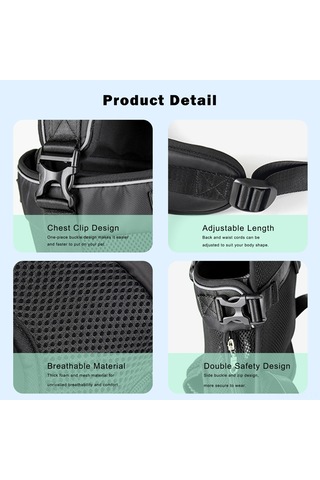 Samdoo Köpekler İçin Ayarlanabilir Çift Taraflı Sırt Çantası, Oxford Kumaş Su Geçirmez, Orta Küçük Irklar İçin S Boy, Siyah