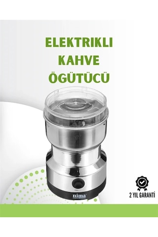Kahve Ve Baharat Değirmeni Kompakt, Hafif, Hızlı Öğütme, Şeffaf Kapaklı, Kolay Kullanım Açık Gri