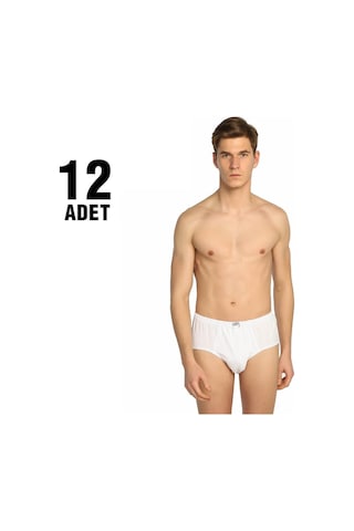 Seher Beyaz Penye Kom Erkek Slip Külot 12'Li Beyaz