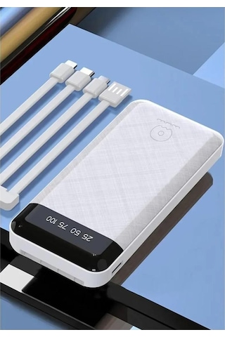 Plentiful 20000 Mah Powerbank 4 İn 1. Kendinden Çoklu Kablo Girişli Beyaz BEYAZ