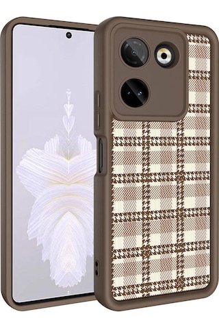 Tecno Camon 20 Pro 4g Kılıf Kamera Korumalı Baskılı Arka Yüzey Zore Klas Kapak Koyu Kahve