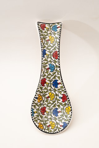 Karanfil Flora Seramik Desenli Dekoratif Kirli Kaşıklık Kaşık Altlığı