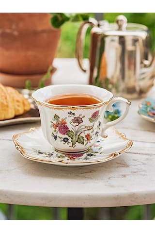 Roomi Seramik Çay Takımı 250 Ml, Fincan Ve Tabak Seti 245121629 Beyaz