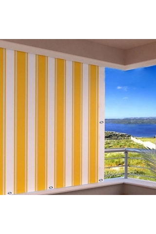 Gencer Home Balkon Perdesi Kuş Gözü Her Ölçü Seçenekli Sarı Beyaz Sarı - Beyaz