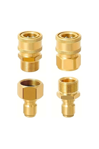 Yifomall "4 Parçalı Pirinç Basınçlı Yıkayıcı Hızlı Bağlantı Seti - M22 15mm & 3/8 İnç Uyumlu"