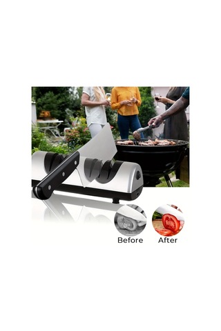 Xuweiwei İwhale Profesyonel Elektrikli Bıçak Bileyici Simli 2 Aşamalı Kaba İnce Bileyme Usb Şarj 18650 Pil Metal Toz Kutusu Abs Gümüş Gri