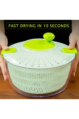 Geeroyoo Manuel Marul Kurutucu D650 - Büyük Kapasiteli Sebze Meyve Salata Süzgeci Beyaz