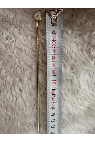 Premium Gold Renk Parlak Taşlı Modern 316l Kalp Taş Detaylı Kadın Charm Bileklik 18cm Uzunluk Altın