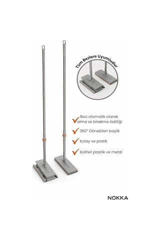 Otomatik Mop, 5 Adet Bez Hediyeli ,yüzey Temizlik Havlusu İle Uyumlu, Kolay Mop, 32 Cm