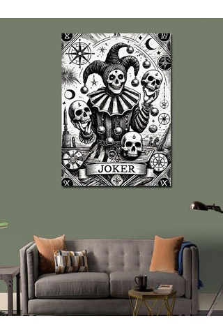 Kanvas Tablo Kafatası Joker Çizimi 50cmx70cm