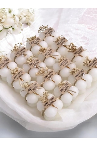 Hediyelik 10 Adet Süslemeli Bubble Mum, Nikah Şekeri, Doğum, Sünnet, Düğün, Nişan, Söz